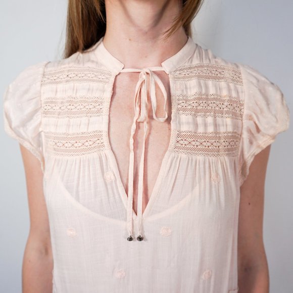 FREE PEOPLE Blush Swiss Dot Maxi Dress NWOT M1 - Picture 2 of 8